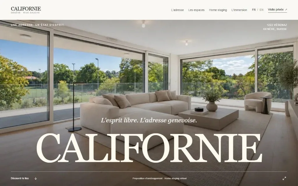 Accueil du site Californie à Vésenaz, réalisé par Palmer Tech